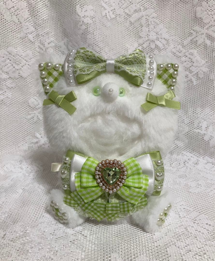 b.200 ぬい服 12cm ちびぐるみ 着ぐるみ おすわり 白猫セット b.200