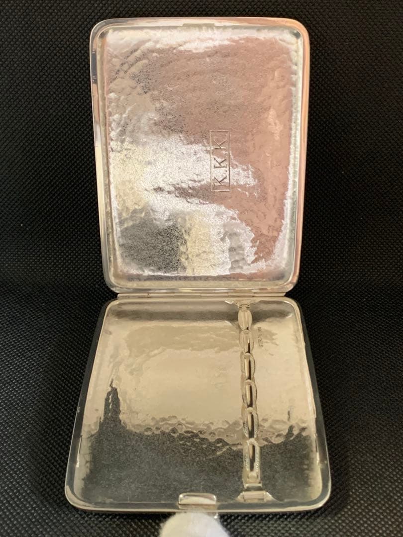 Silver950刻印 Cigarette Case 金槌目 日本製 110g