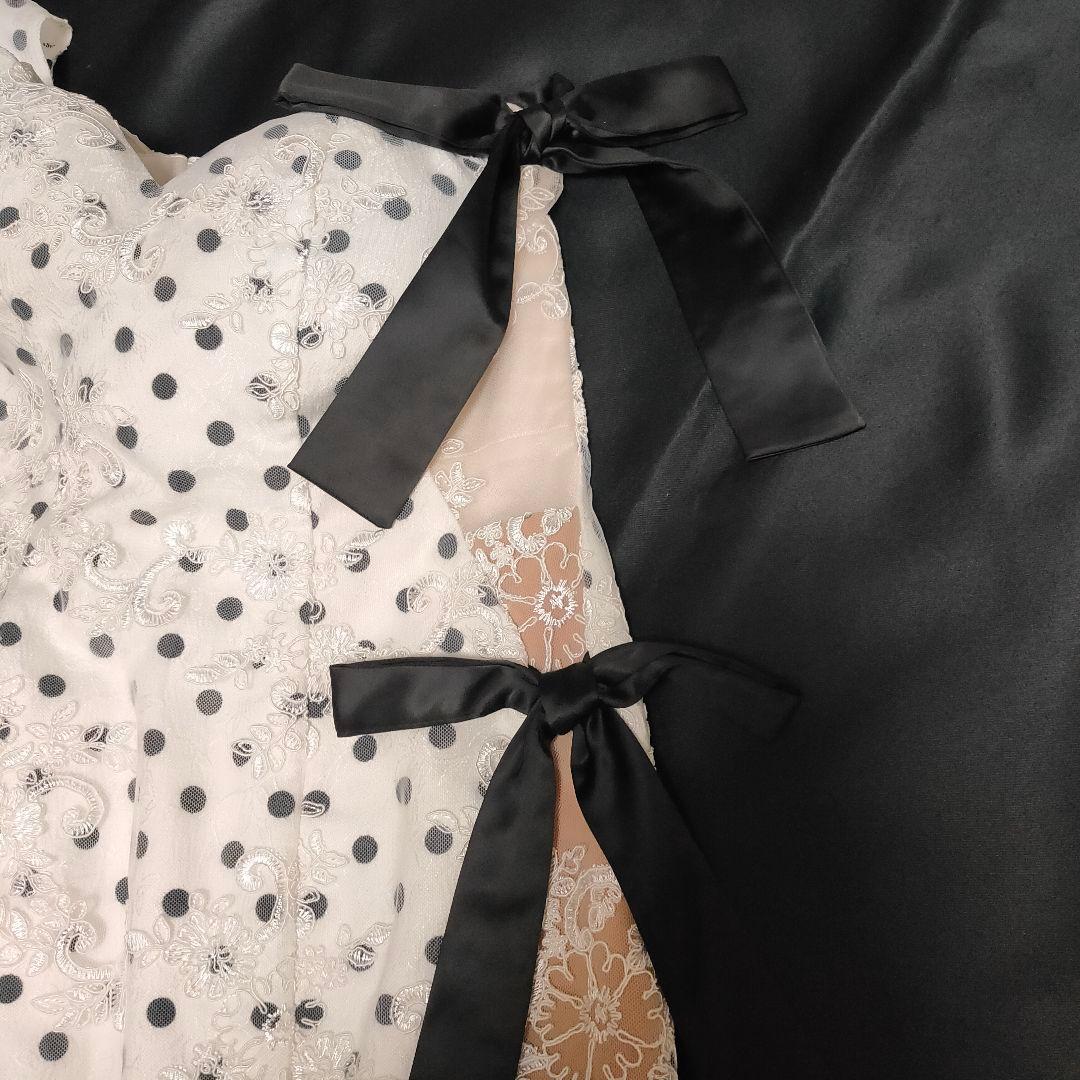 【人気商品♡】ROBE de FLEURS ドット リボンフリルワンショルドレス