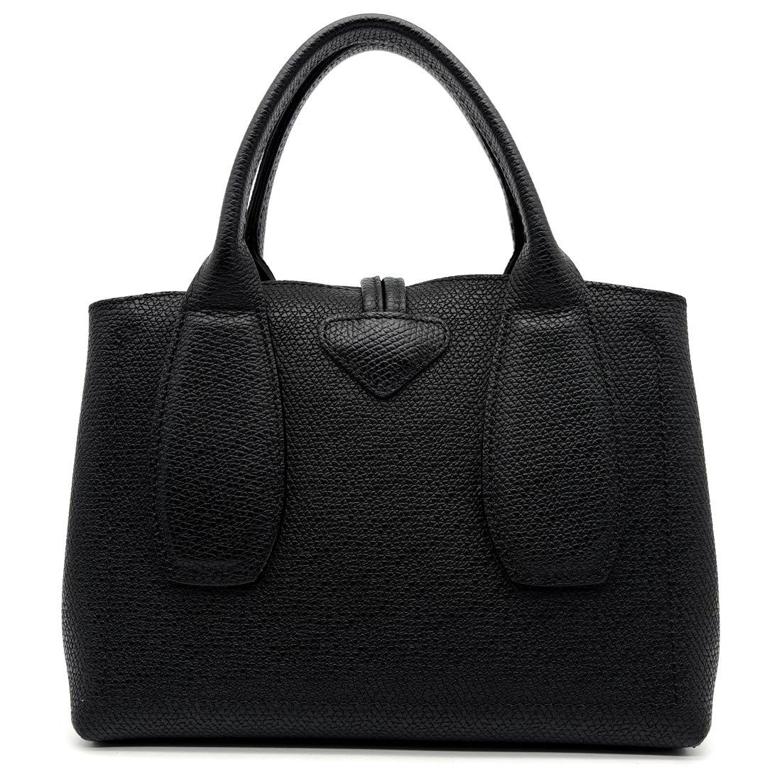 未使用級 ロンシャン ロゾS 2way ハンドバッグ ショルダー 黒 レザー