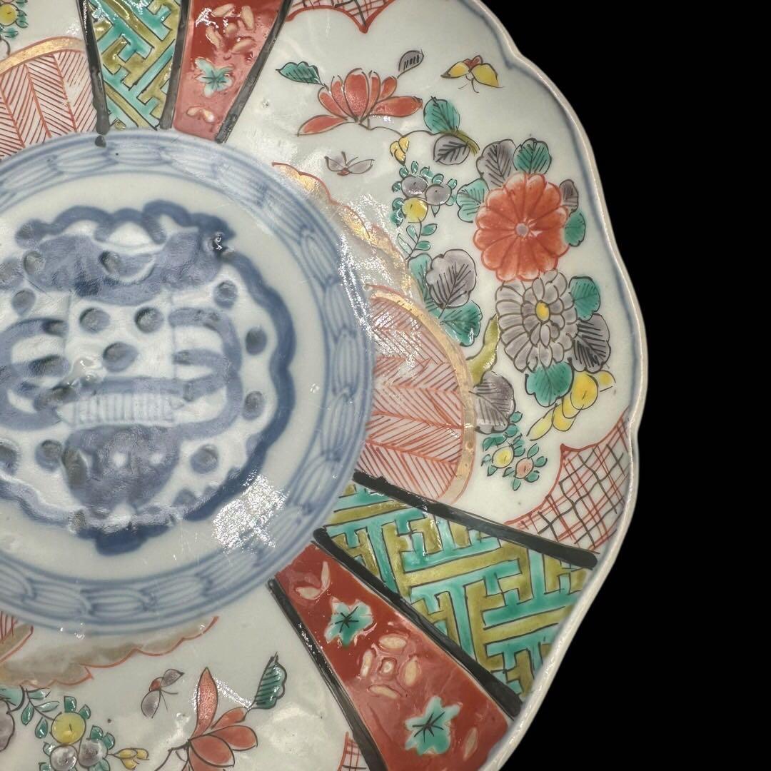明治時代 色絵 中皿 希少 5客揃え 和食器 古伊万里 時代物 手書き