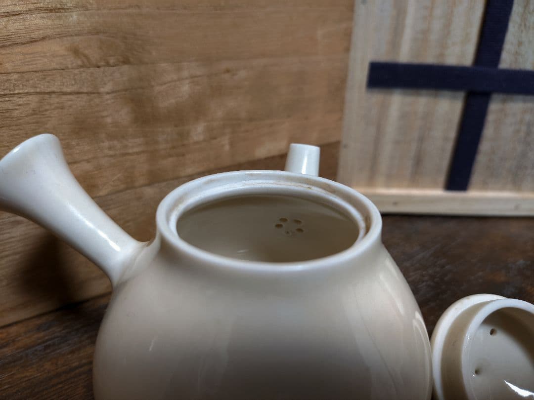 京都 清風 与平 帝室技芸員 急須 茶注 太白 白磁 横手 煎茶器 煎茶道具