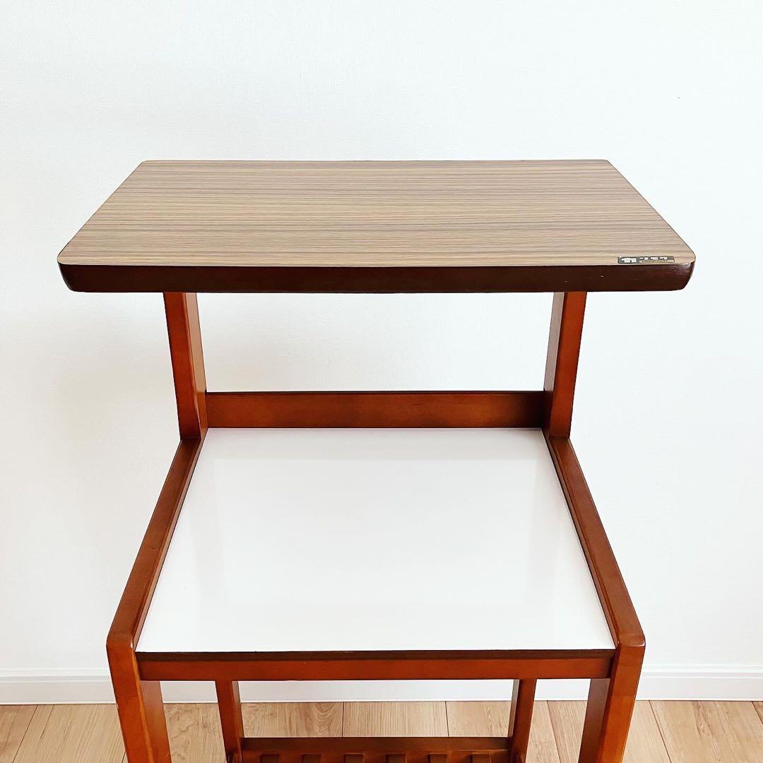 オールドカリモク 電話台 シェルフ レトロ家具 古家具 ビンテージ