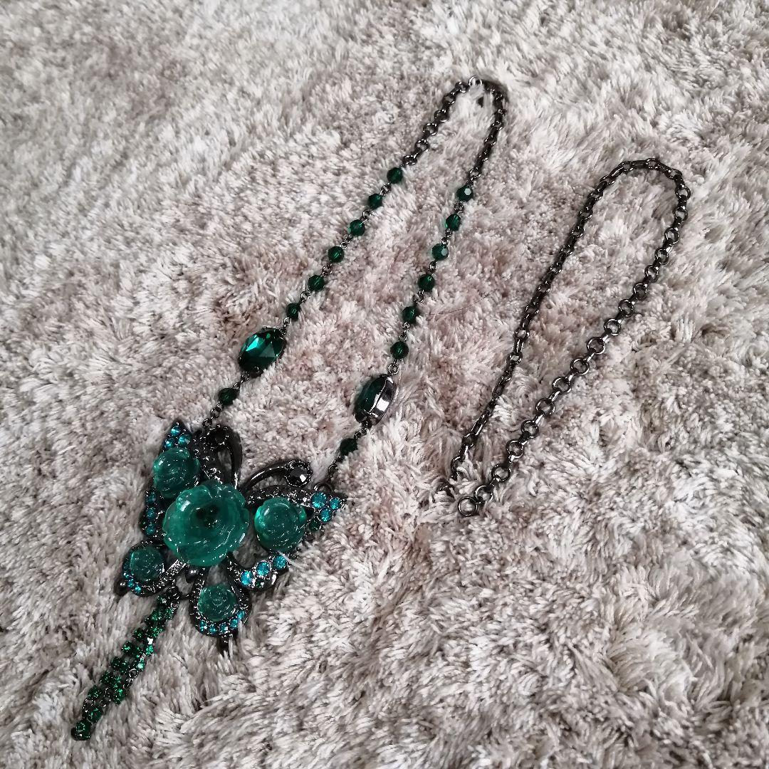 ANNA SUIアナスイ グリーン 蝶 ブローチ ネックレス ローズ パピヨン