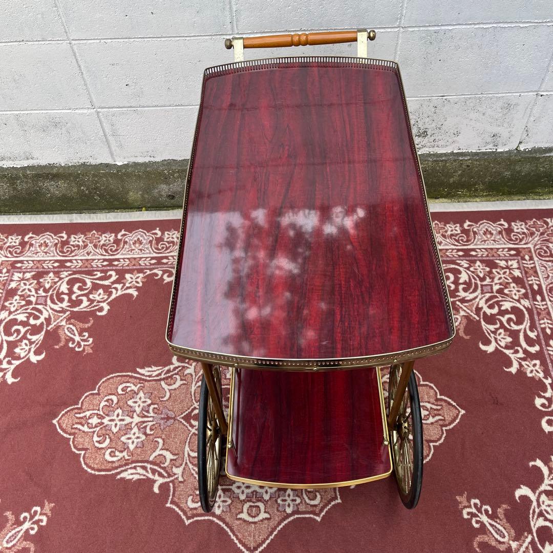 古家具 アンティークデザイン◾️キッチンワゴン 台車 木製ウッドハンドル