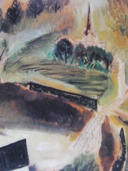 国吉康雄、【塔のある風景】、希少な額装用画集より、新品額装付、状態良好