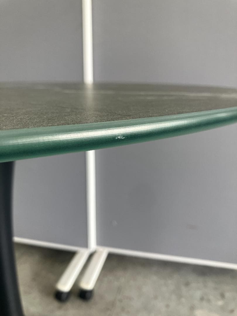 大川家具 カフェテーブル 円形 大理石風 グレー