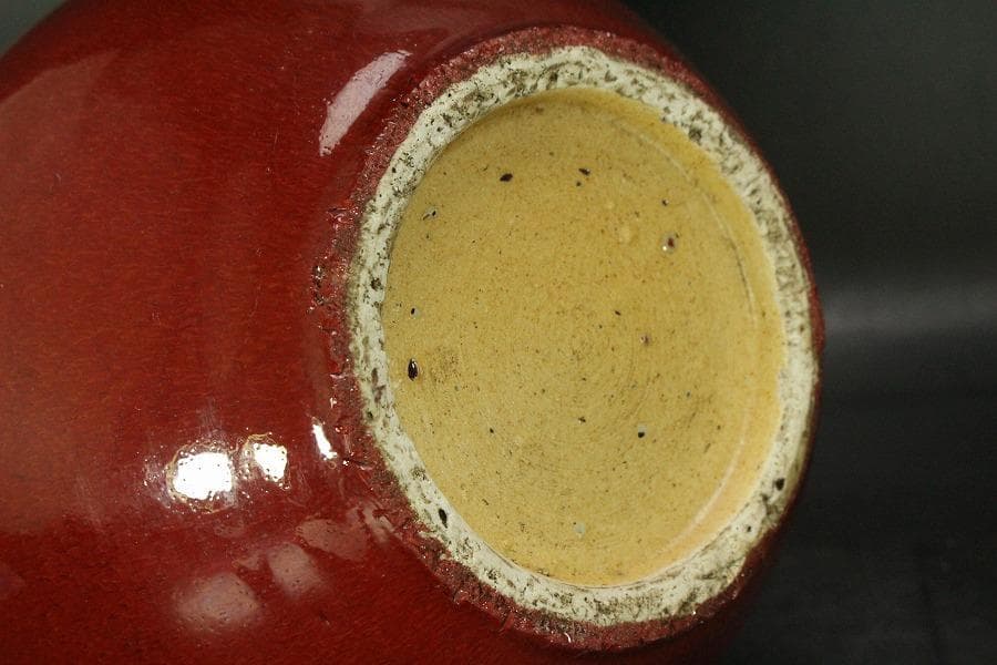 中国美術 釉裏紅 天球瓶 高36cm (HA367)