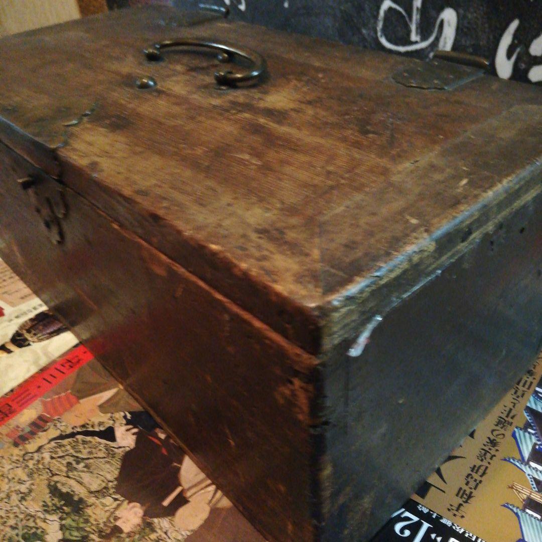 江戸時代1829年稀少豪商旧家蔵出大型サイズ時代木製箱アクリル