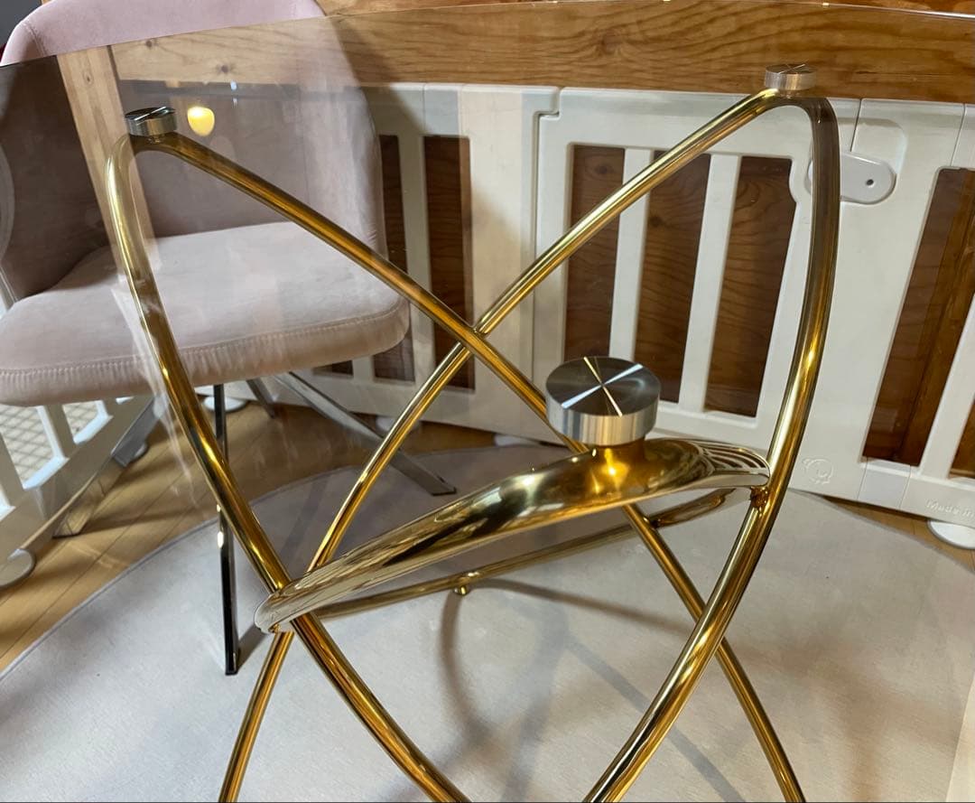 h*s様 【期間限定】KARE 円形ガラスダイニングテーブル モレキュラーゴール