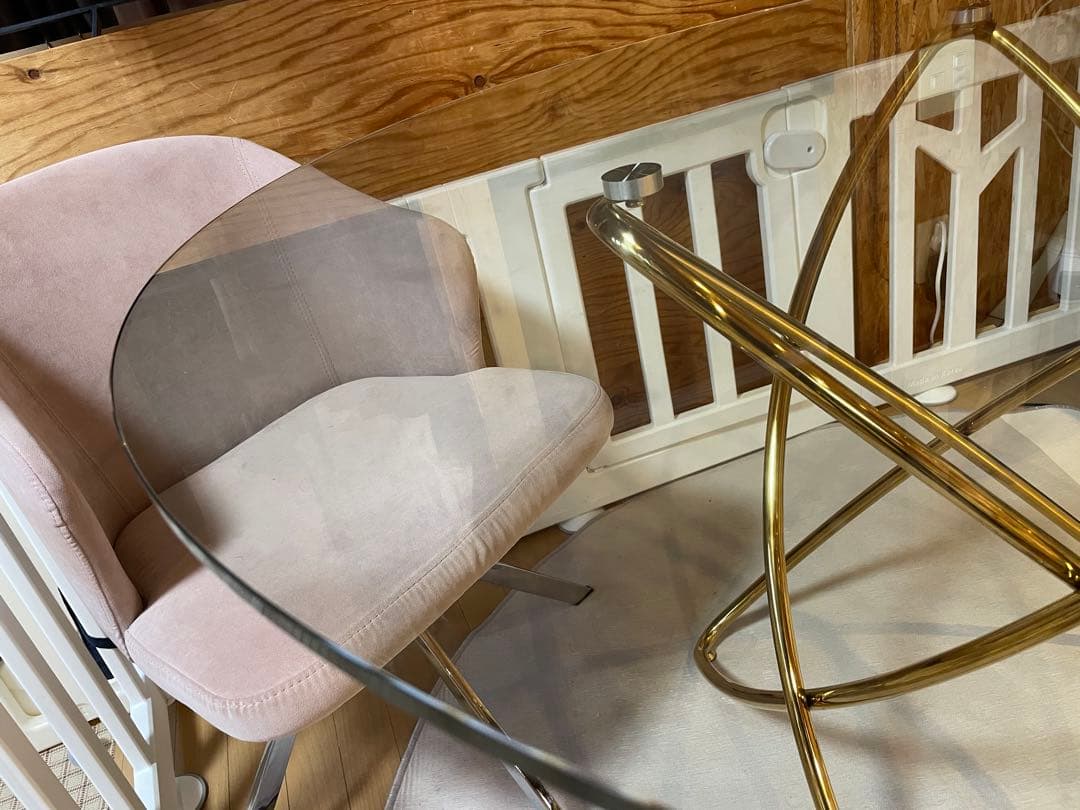 h*s様 【期間限定】KARE 円形ガラスダイニングテーブル モレキュラーゴール