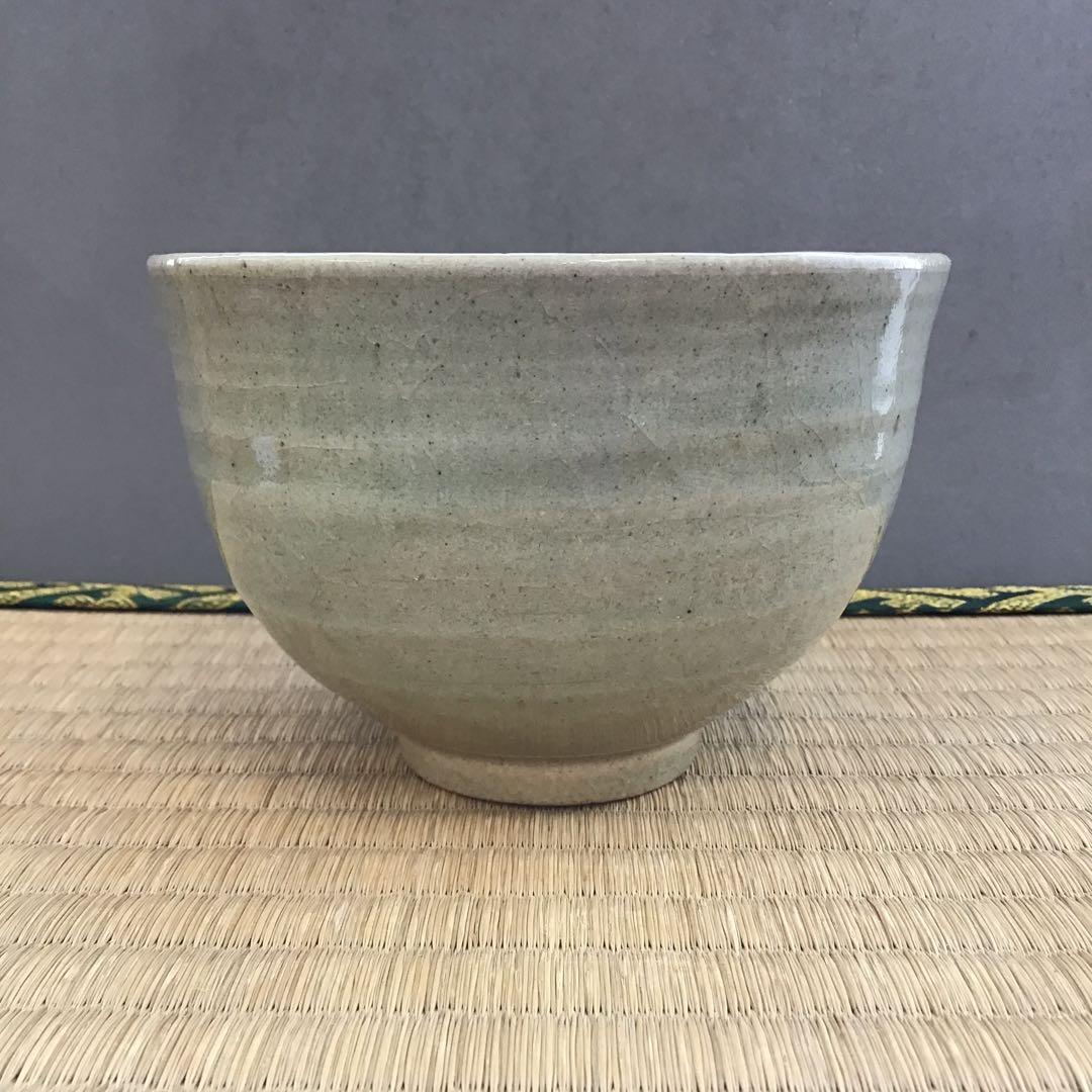 茶道具 茶碗 灰釉茶碗 渓泉 直径約120ミリ 高さ約80ミリ