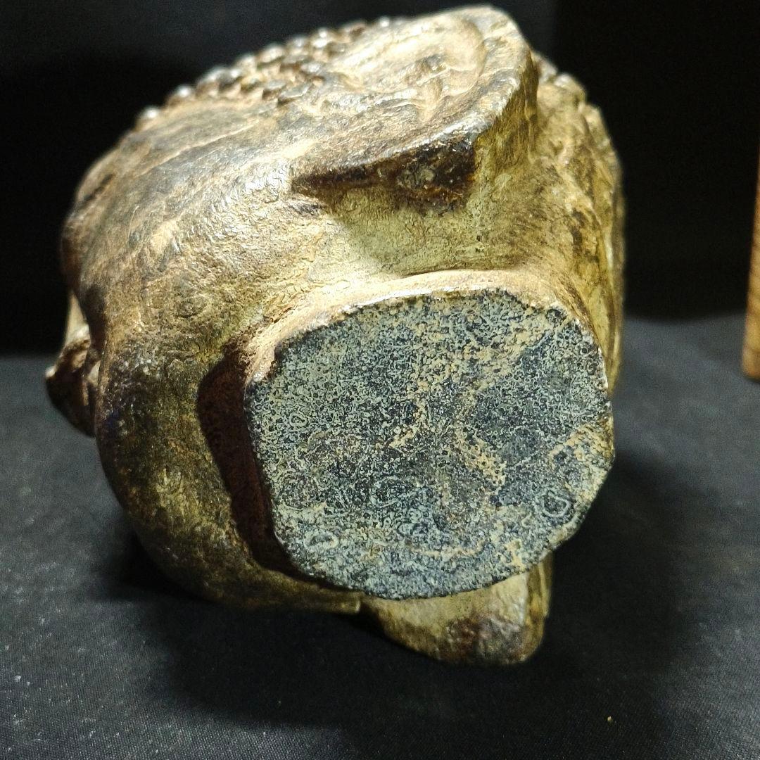 中国仏教美術 佛頭 天然石 手彫り骨董 アンティーク 石窟発掘 蒐集家