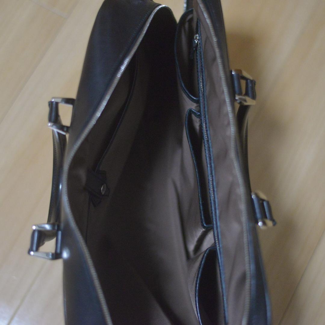 【中古】万双／双鞣和地シングルブリーフケース／ブラック