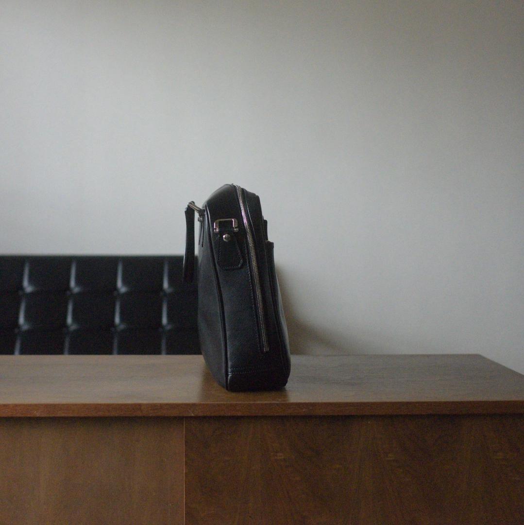 【中古】万双／双鞣和地シングルブリーフケース／ブラック