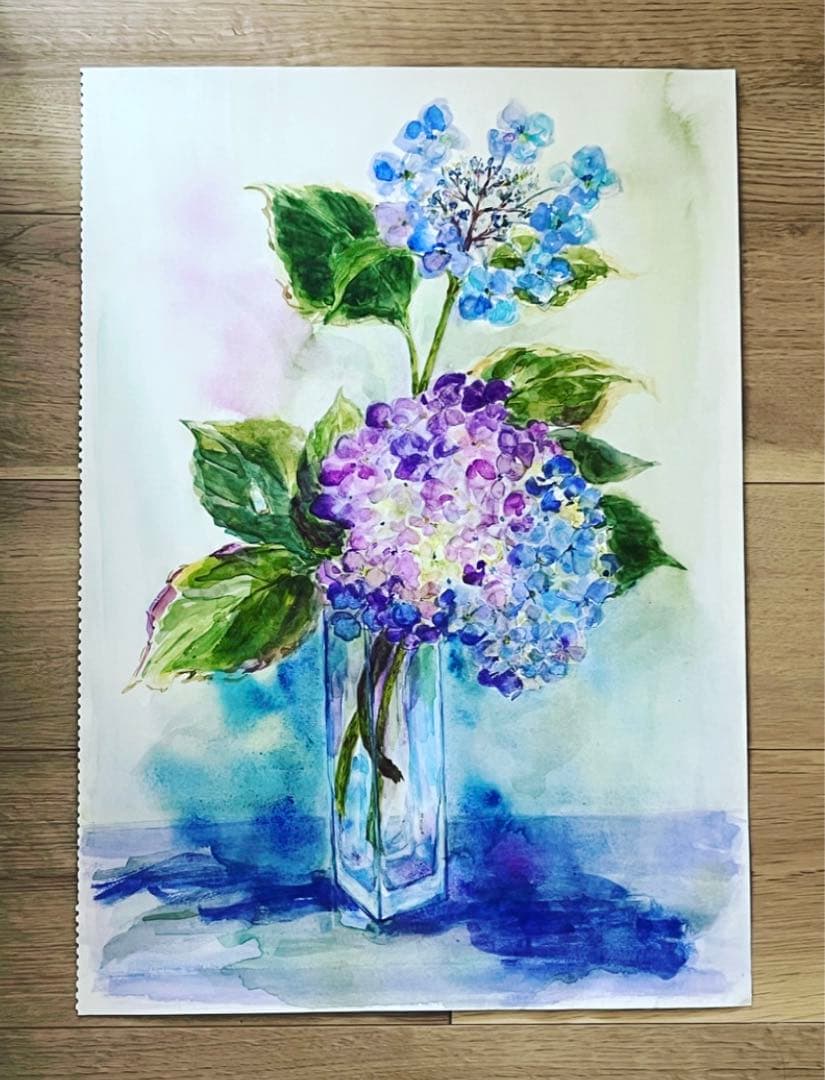 アジサイ　水彩画　原画