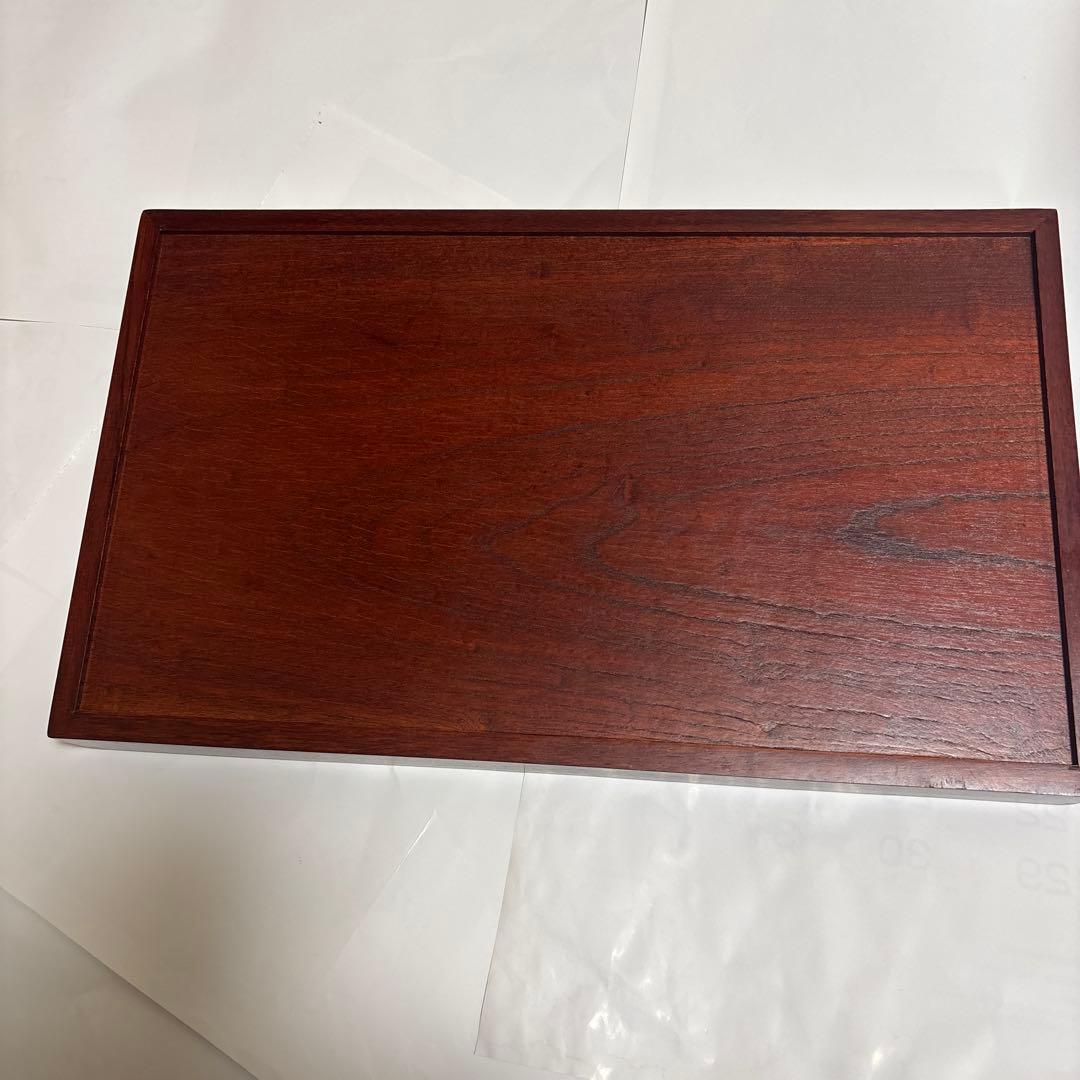 会津塗 木製盆 花の蒔絵 落款あり