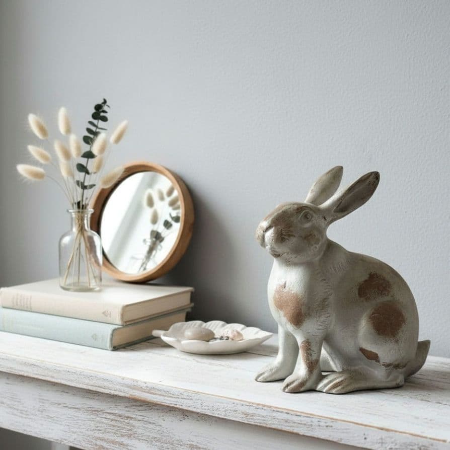 鉄のうさぎ　ラビット　rabbit　置物　アンティーク　金属　インテリア 楽天市場】ワンダーラビットクロック アリス 時計付き ラビット 置き物