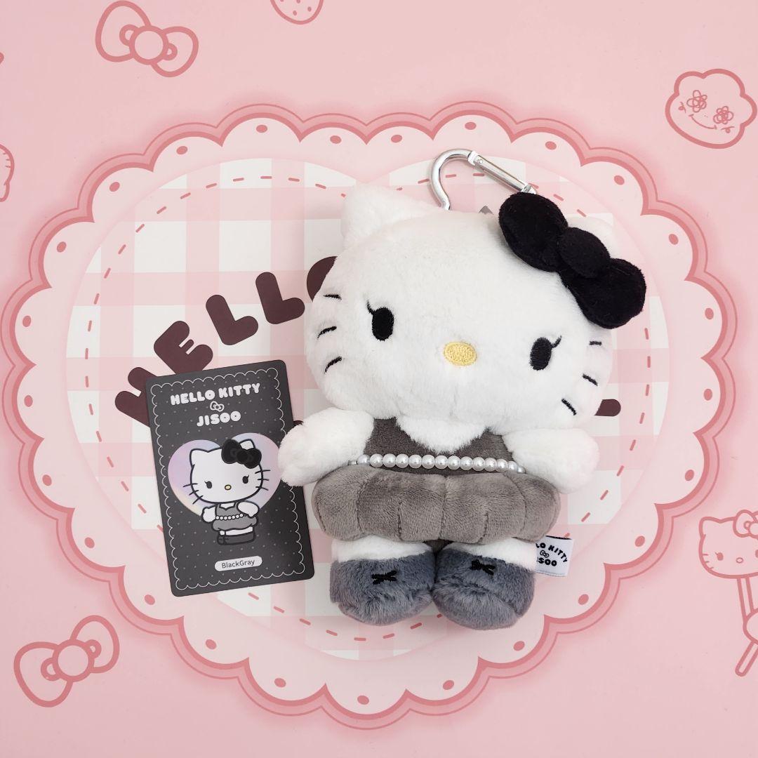 BLACKPINK ジス ハローキティぬいぐるみ キーホルダー ブラックグレー