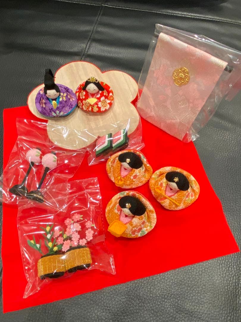 雛人形 コンパクト ちりめん ひな人形 桃花台飾り5人揃い