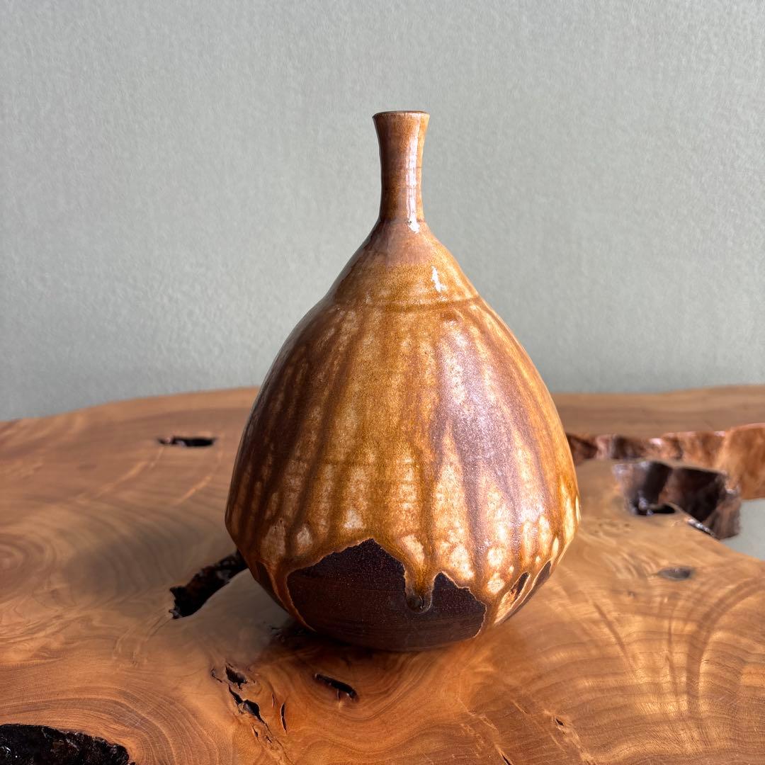 黄瀬戸花入 小崎一陽造 一輪挿し 共箱 20.5cm - メルカリ