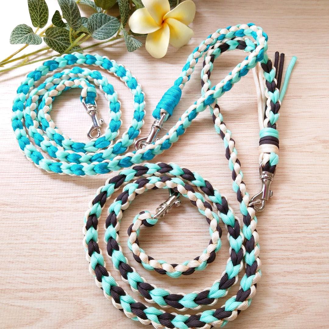 最新 パラコードリード カフェリード ハート編み ターコイズブルー