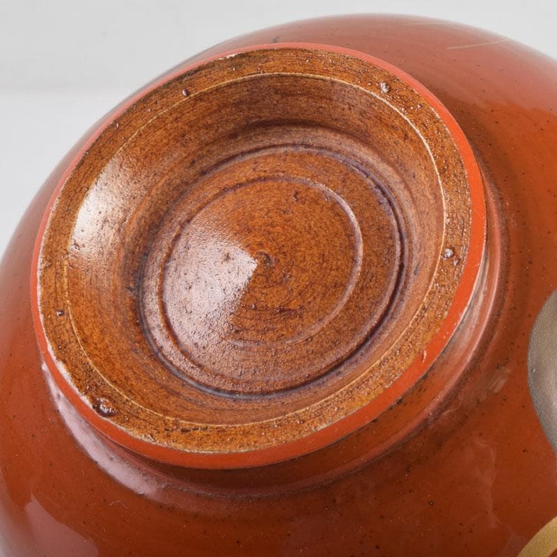 茶道具 春斎銘 陶蒔絵 黒塗 朱塗 波筏瓢箪蒔絵 茶碗 一対 V