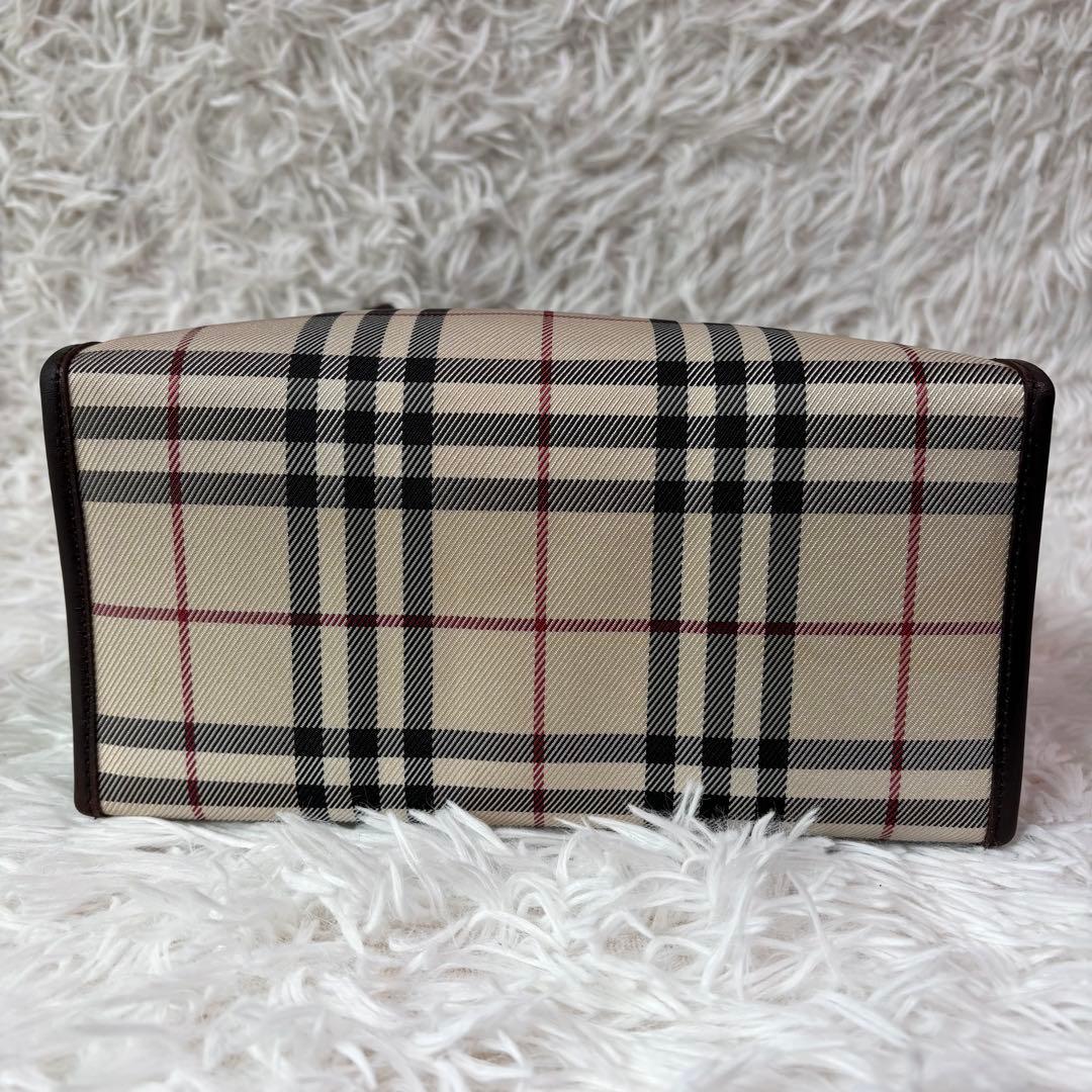 ✨極美品✨バーバリー ハンドバッグ ノバチェック ロゴプレート レザー×PVC