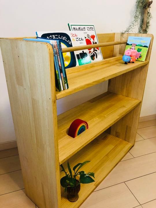 絵本棚ブックシェルフオープンラック本棚パイン材ハンドメイド