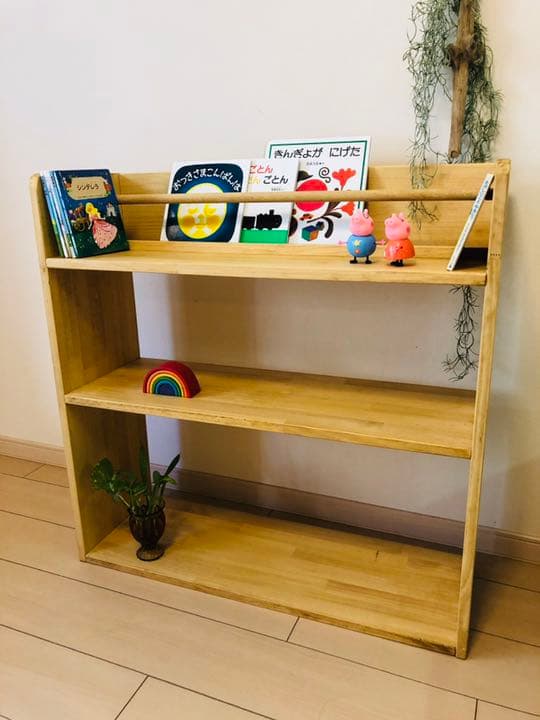 絵本棚ブックシェルフオープンラック本棚パイン材ハンドメイド