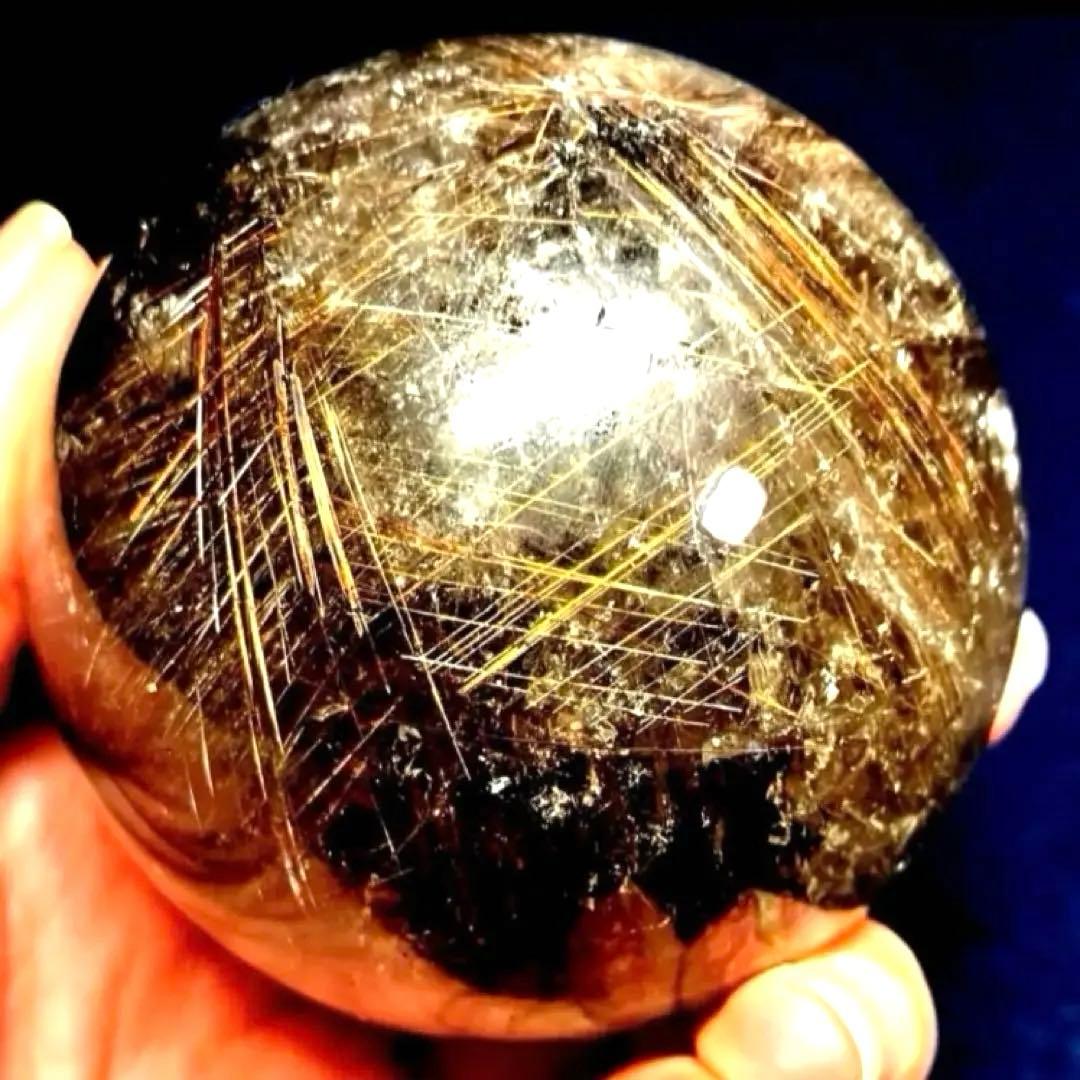 超大玉　67mm ゴールドスモーキールチルクォーツ　金針水晶　パワーストーン 超大玉 67mm ゴールドスモーキールチルクォーツ 金針水晶