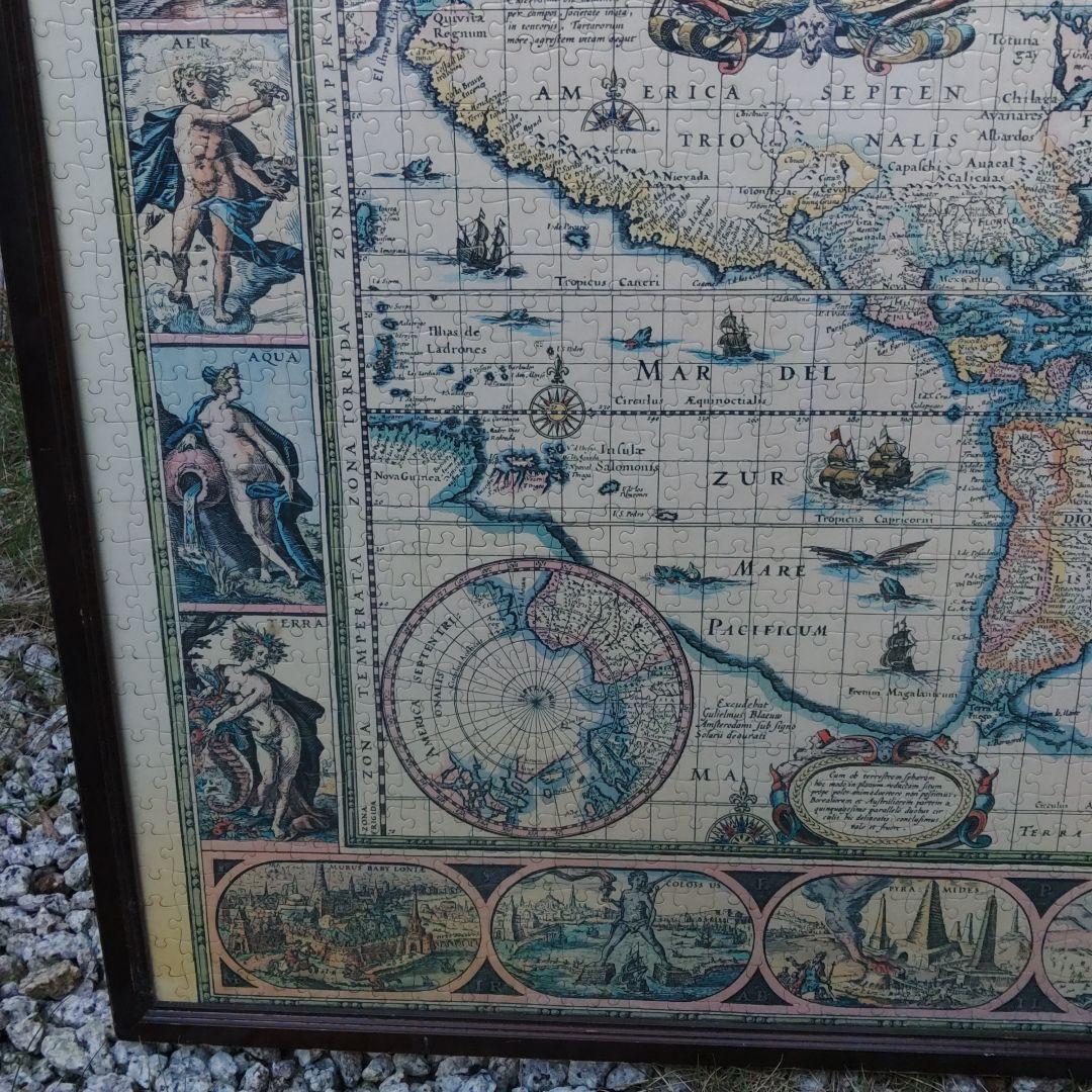 ジグソーパズル 中世世界地図 中古 額付き