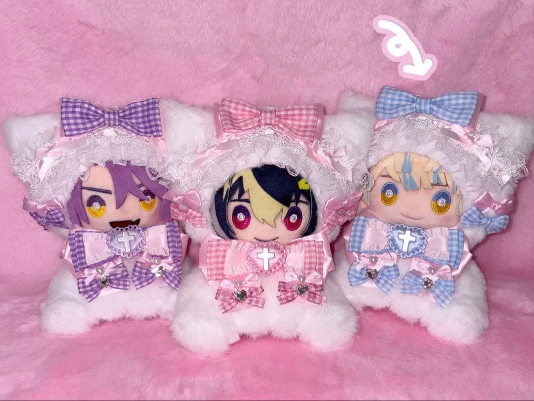 おすわりぬい服 きぐるみ 16cm にじぬい ピンク ねこ ぬい服 おすわり