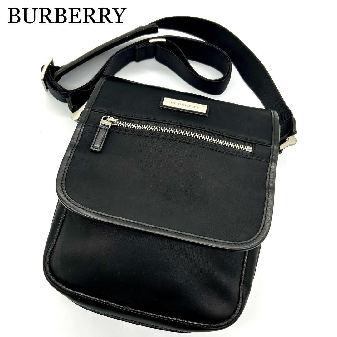 バーバリーナイロンバッグ肩掛け可能ノバチェック刺繍ロゴブラック￼