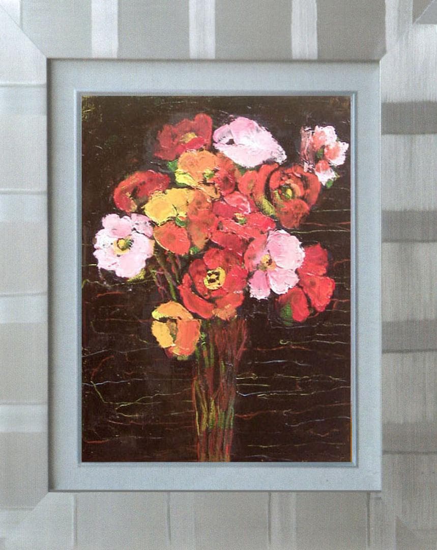 油絵 菅家令子 絵 絵画 インテリア uF6-112002 花 ポピー