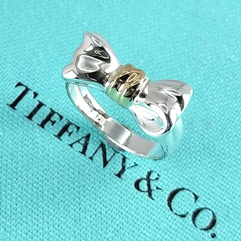 ●SALE●【ティファニー】リボン　コンビ　リング　７号　2248