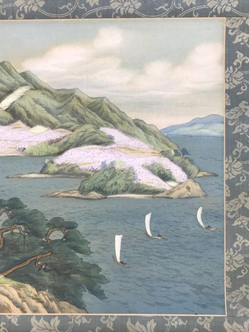 池田遙邨/瀬戸春景図/瀬戸の海図/山水図/風景画/掛軸/名家伝来/AE-146