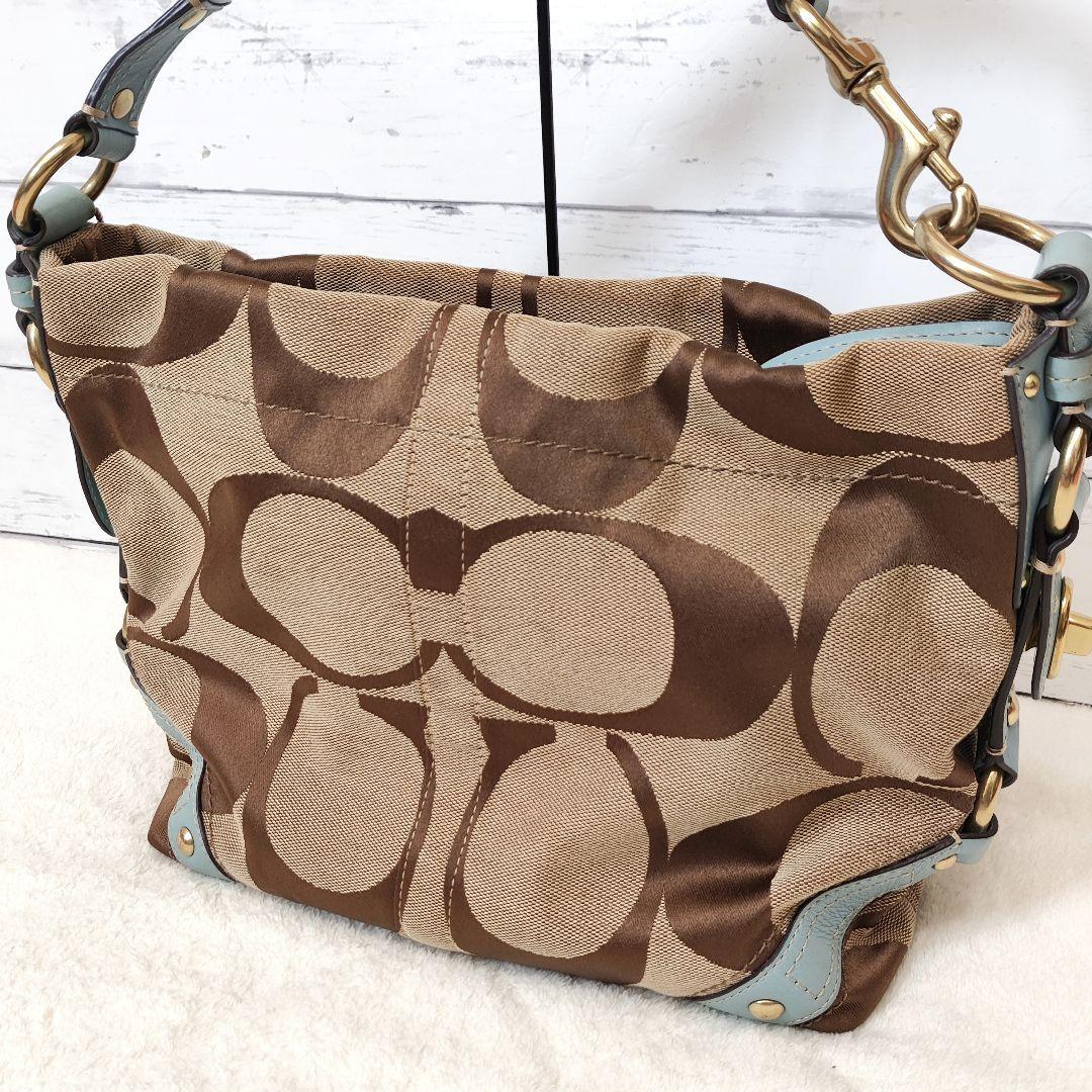 COACH シグネチャー ワンショルダーバッグ 水色 ターンロック y2k