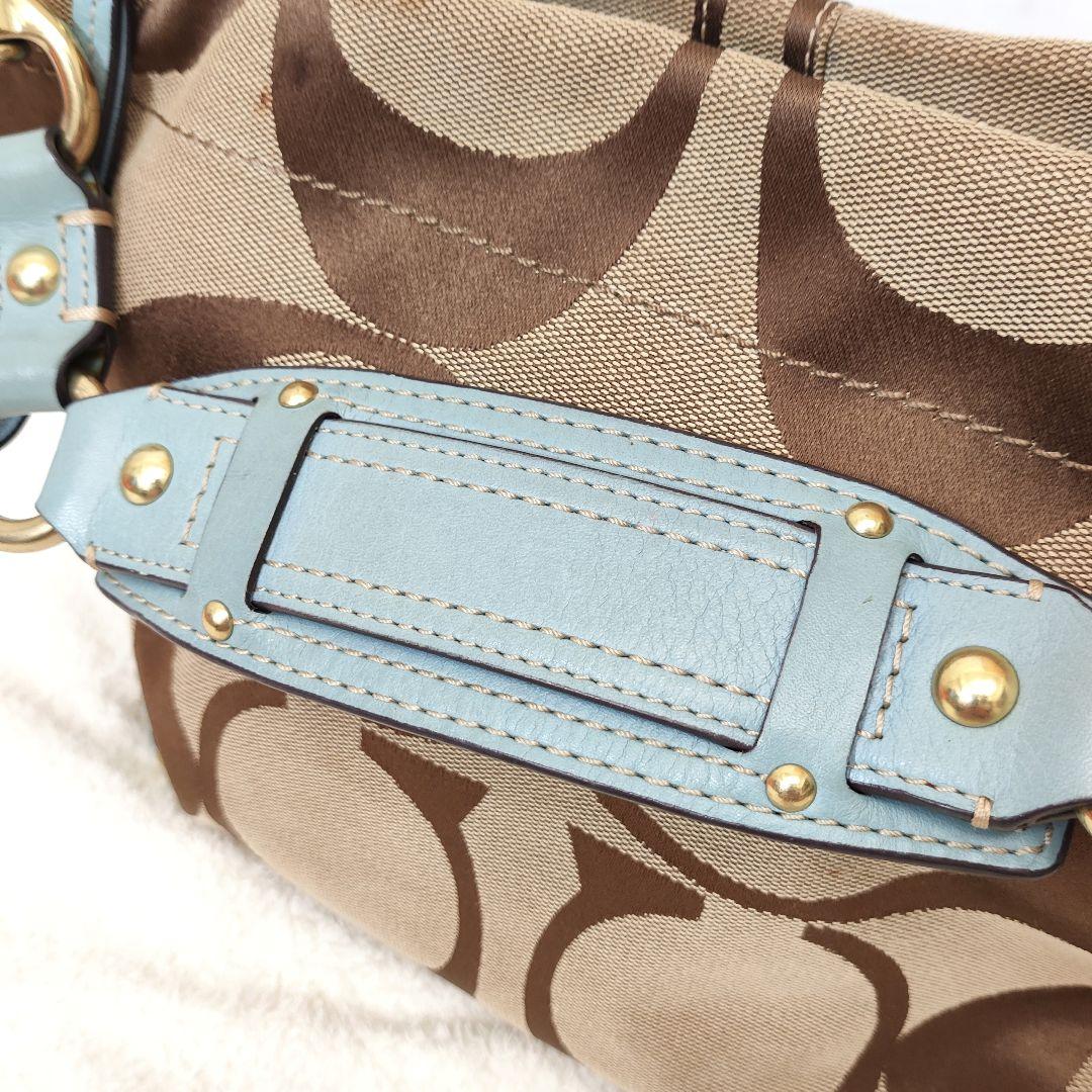 COACH シグネチャー ワンショルダーバッグ 水色 ターンロック y2k