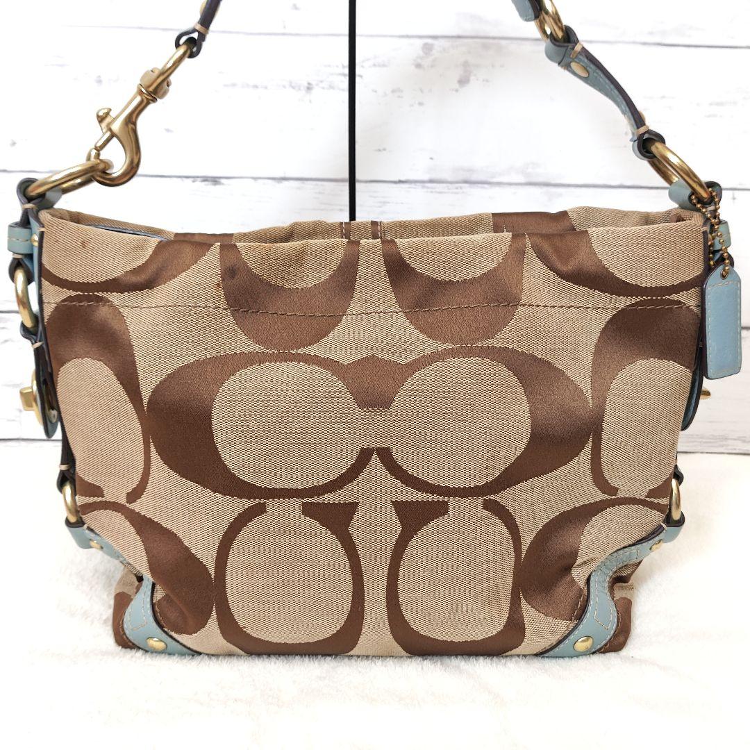 COACH シグネチャー ワンショルダーバッグ 水色 ターンロック y2k