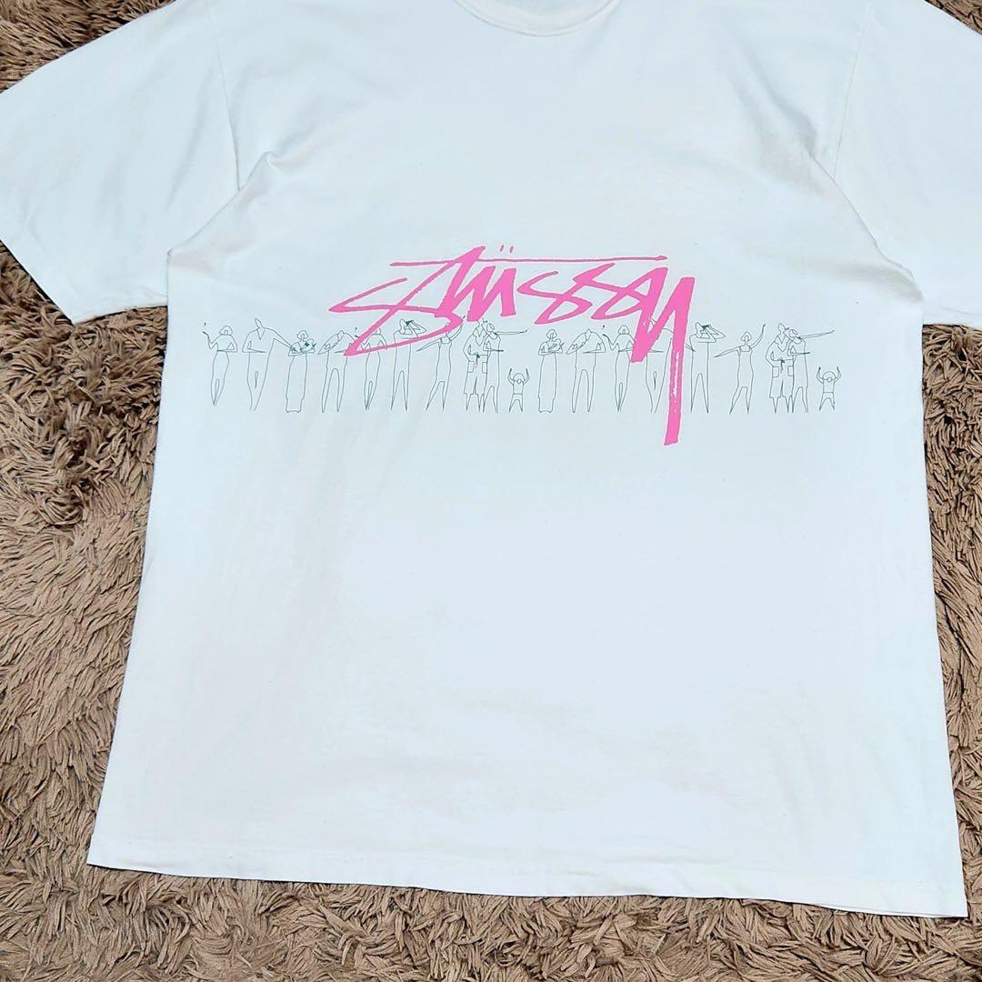 00s oldstussy オールドステューシー Tシャツ ピンク ホワイト STUSSY