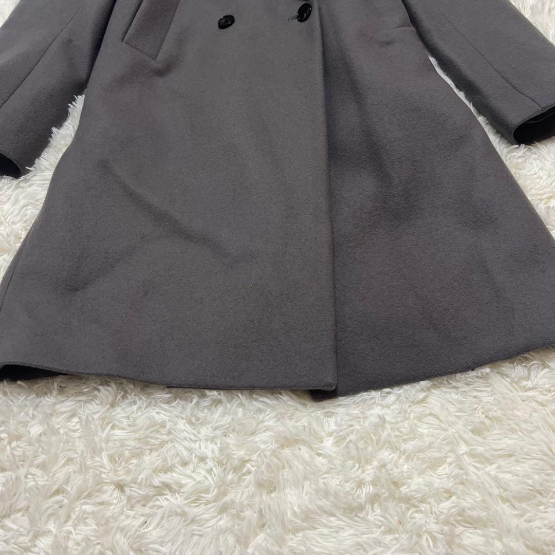 UNTITLED ウールメルトン チェスターコート ダブル グレー キュプラの