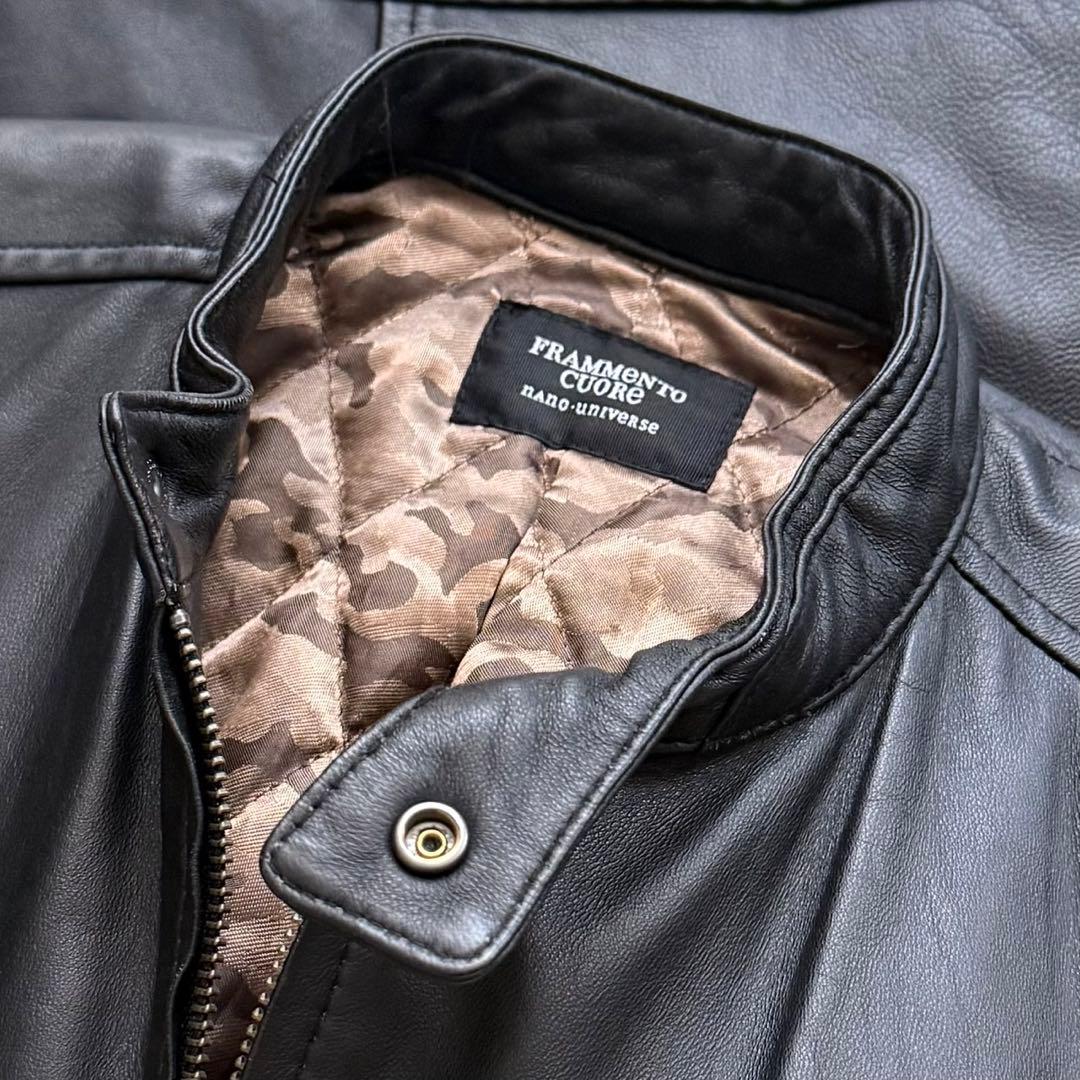 極希少 ナノユニバース ラムレザー シングルライダース キルティング