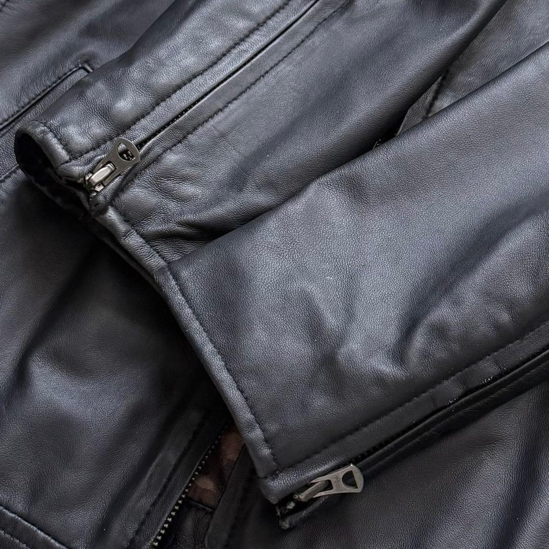 極希少 ナノユニバース ラムレザー シングルライダース キルティング