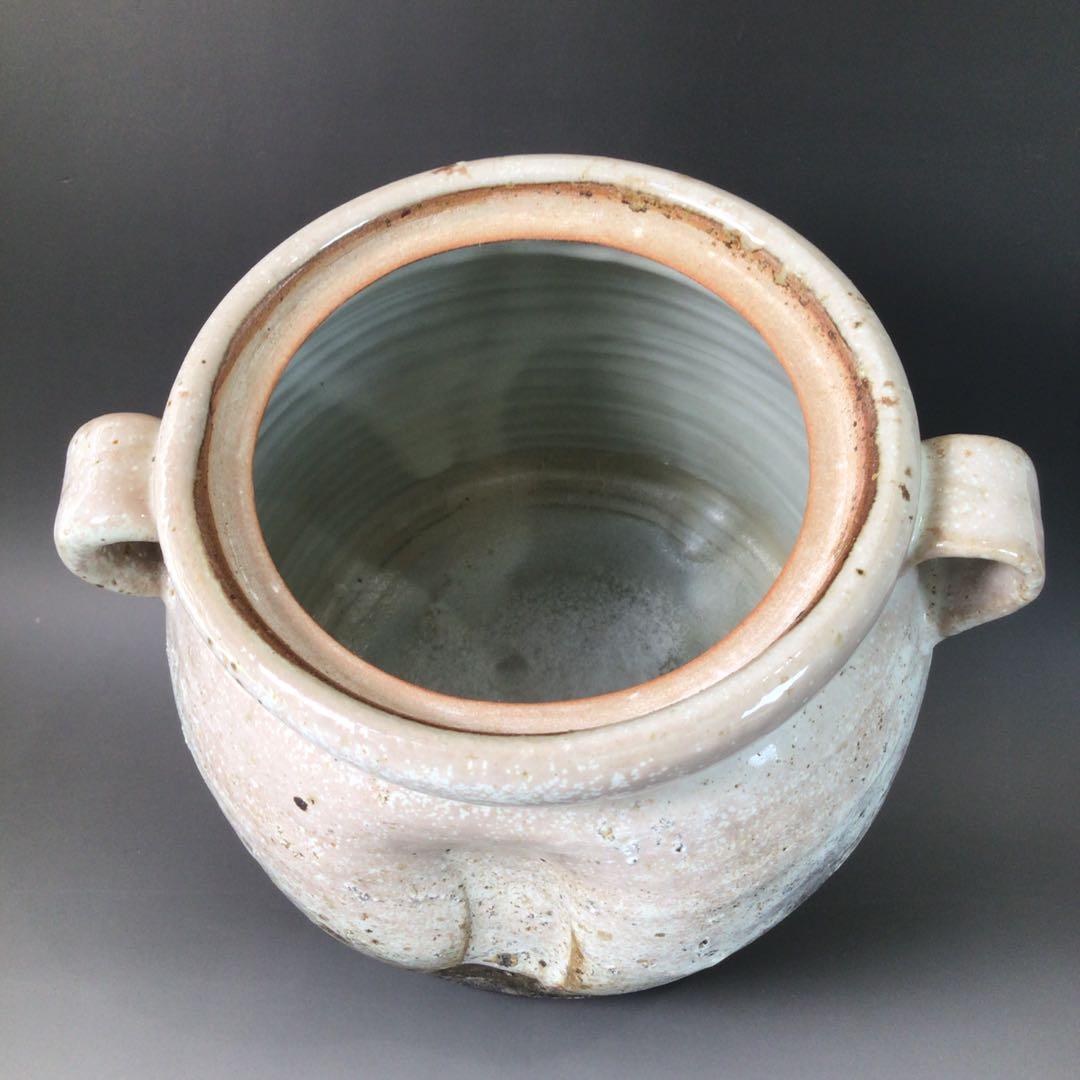 R854 水指 『萩焼』『高見世清光造』『耳付水指』 共箱 茶道具の