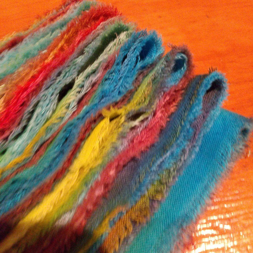 ❣️蘭❣️。15，ジャンクジャーナル素材。手染めフリンジ加工裂き布リボン