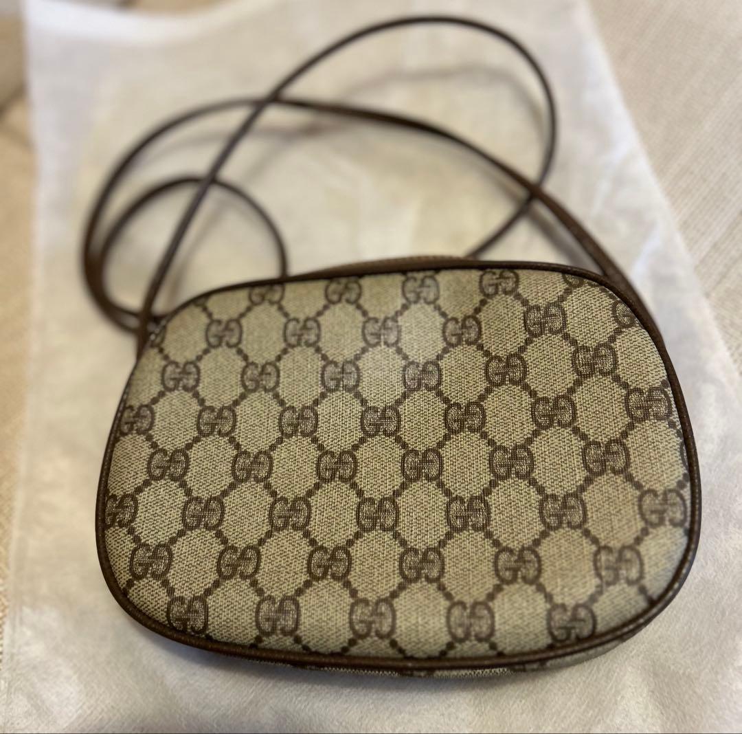 オールドグッチGGパターン シェリーライン　レザーショルダーバッグ