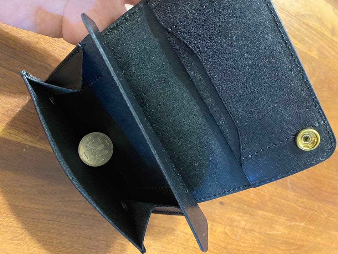 トラッカーウォレット　ミドル　三層　栃木レザー　ブラック