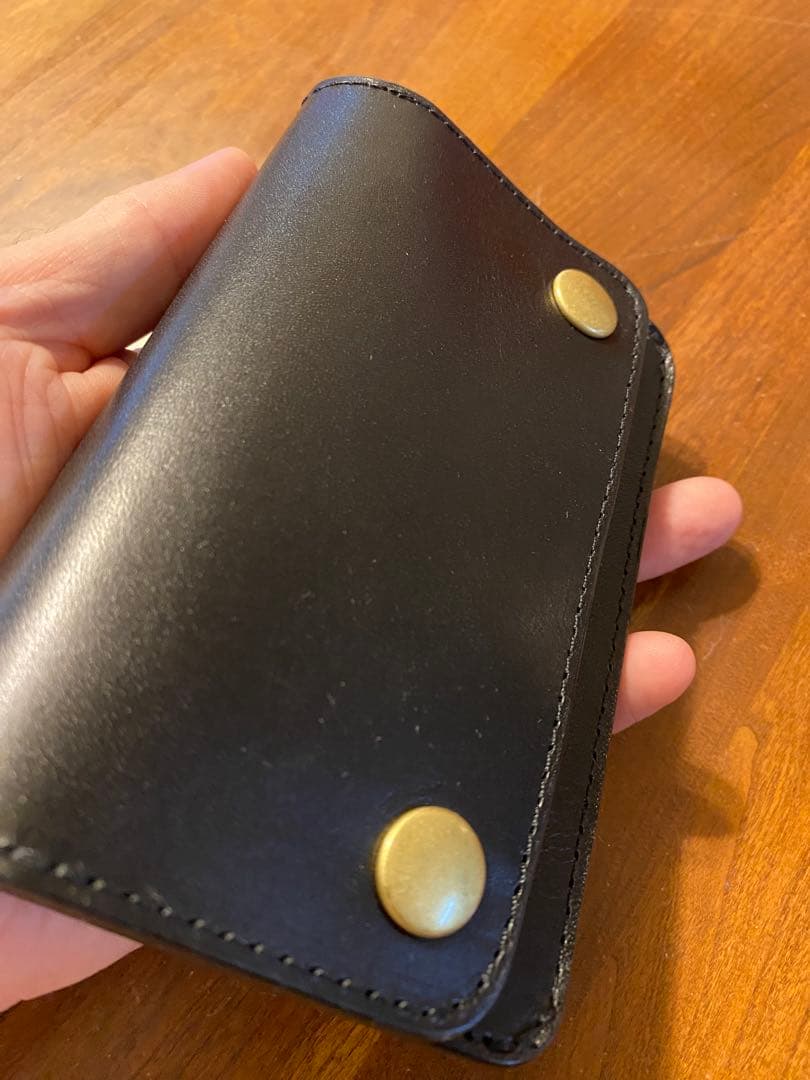 トラッカーウォレット　ミドル　三層　栃木レザー　ブラック