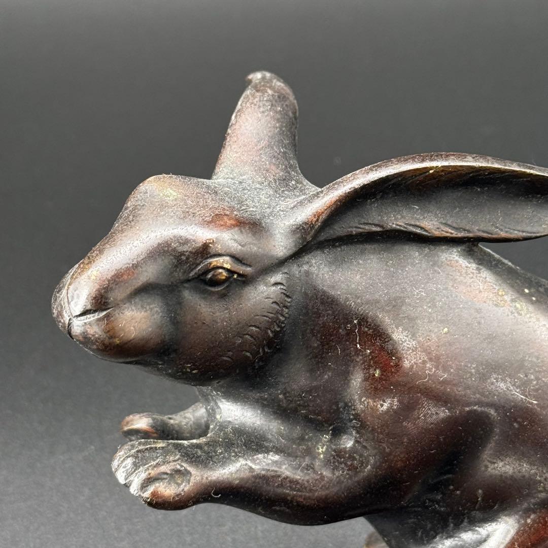 古銅　うさぎ　置物